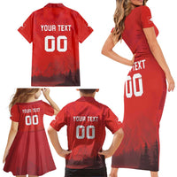 Custom Switzerland Football Family Matching Short Sleeve Bodycon Dress and Hawaiian Shirt Red Crosses Go Champions