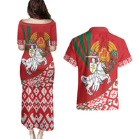 Belarus Pahonia Couples Matching Puletasi and Hawaiian Shirt Belarusian Patterns