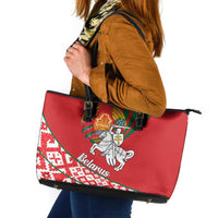 Belarus Pahonia Leather Tote Bag Belarusian Patterns