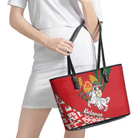 Belarus Pahonia Leather Tote Bag Belarusian Patterns