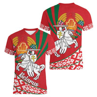 Belarus Pahonia Women V-Neck T-Shirt Belarusian Patterns