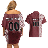 Custom Belarus Football Couples Matching Off Shoulder Short Dress and Hawaiian Shirt The White Wings Red Version