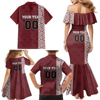 Custom Belarus Football Family Matching Mermaid Dress and Hawaiian Shirt The White Wings Red Version