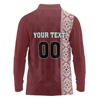 Custom Belarus Football Long Sleeve Polo Shirt The White Wings Red Version