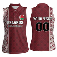 Custom Belarus Football Women Sleeveless Polo Shirt The White Wings Red Version