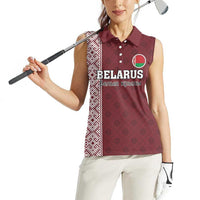 Custom Belarus Football Women Sleeveless Polo Shirt The White Wings Red Version