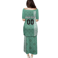 Custom Belarus Football Family Matching Puletasi and Hawaiian Shirt The White Wings Green Version