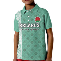 Custom Belarus Football Kid Polo Shirt The White Wings Green Version