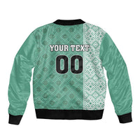 Custom Belarus Football Sleeve Zip Bomber Jacket The White Wings Green Version