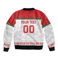 Custom Belarus Ice Hockey Bomber Jacket 2025 Go Bisons White Version