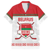Custom Belarus Ice Hockey Family Matching Off Shoulder Short Dress and Hawaiian Shirt 2025 Go Bisons White Version