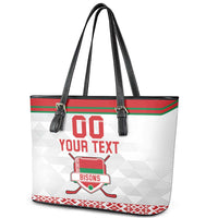 Custom Belarus Ice Hockey Leather Tote Bag 2025 Go Bisons White Version