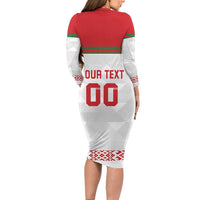 Custom Belarus Ice Hockey Long Sleeve Bodycon Dress 2025 Go Bisons White Version