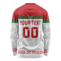 Custom Belarus Ice Hockey Long Sleeve Shirt 2025 Go Bisons White Version