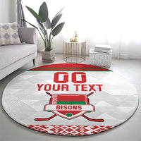 Custom Belarus Ice Hockey Round Carpet 2025 Go Bisons White Version