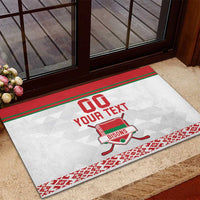 Custom Belarus Ice Hockey Rubber Doormat 2025 Go Bisons White Version