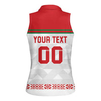 Custom Belarus Ice Hockey Women Sleeveless Polo Shirt 2025 Go Bisons White Version
