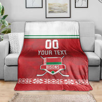Custom Belarus Ice Hockey Blanket 2025 Go Bisons Red Version