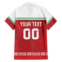 Custom Belarus Ice Hockey Family Matching Off The Shoulder Long Sleeve Dress and Hawaiian Shirt 2025 Go Bisons Red Version