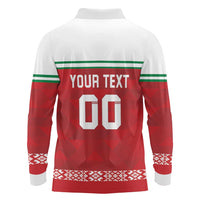 Custom Belarus Ice Hockey Long Sleeve Polo Shirt 2025 Go Bisons Red Version