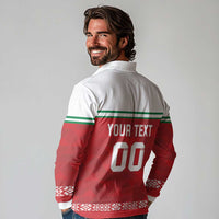 Custom Belarus Ice Hockey Long Sleeve Polo Shirt 2025 Go Bisons Red Version