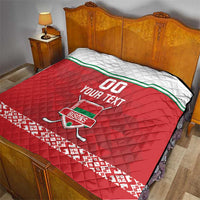 Custom Belarus Ice Hockey Quilt 2025 Go Bisons Red Version