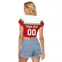 Custom Belarus Ice Hockey Raglan Cropped T Shirt 2025 Go Bisons Red Version