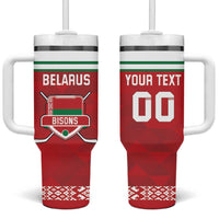 Custom Belarus Ice Hockey Tumbler With Handle 2025 Go Bisons Red Version