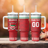 Custom Belarus Ice Hockey Tumbler With Handle 2025 Go Bisons Red Version