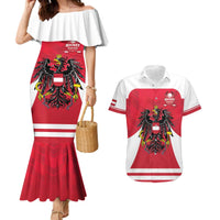 Custom Austria Hockey Couples Matching Mermaid Dress and Hawaiian Shirt Die Adler Go Champions