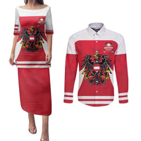Custom Austria Hockey Couples Matching Puletasi and Long Sleeve Button Shirt Die Adler Go Champions