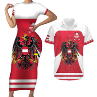 Custom Austria Hockey Couples Matching Short Sleeve Bodycon Dress and Hawaiian Shirt Die Adler Go Champions