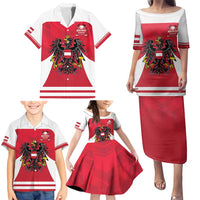 Custom Austria Hockey Family Matching Puletasi and Hawaiian Shirt Die Adler Go Champions