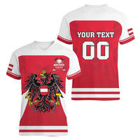 Custom Austria Hockey Women V-Neck T-Shirt Die Adler Go Champions