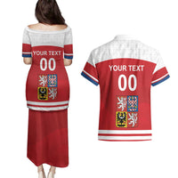 Custom Czech Republic Hockey Couples Matching Puletasi and Hawaiian Shirt Czech Lion