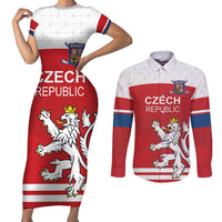 Custom Czech Republic Hockey Couples Matching Short Sleeve Bodycon Dress and Long Sleeve Button Shirt Czech Lion