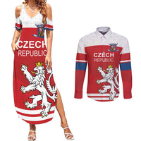 Custom Czech Republic Hockey Couples Matching Summer Maxi Dress and Long Sleeve Button Shirt Czech Lion