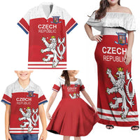 Custom Czech Republic Hockey Family Matching Off Shoulder Maxi Dress and Hawaiian Shirt Czech Lion