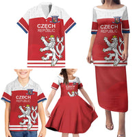 Custom Czech Republic Hockey Family Matching Puletasi and Hawaiian Shirt Czech Lion