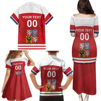 Custom Czech Republic Hockey Family Matching Puletasi and Hawaiian Shirt Czech Lion