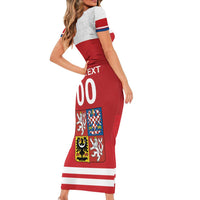 Custom Czech Republic Hockey Family Matching Short Sleeve Bodycon Dress and Hawaiian Shirt Czech Lion