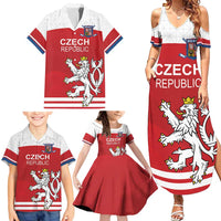 Custom Czech Republic Hockey Family Matching Summer Maxi Dress and Hawaiian Shirt Czech Lion