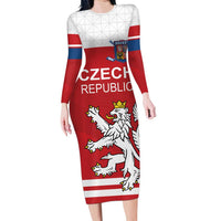 Custom Czech Republic Hockey Long Sleeve Bodycon Dress Czech Lion