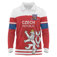 Custom Czech Republic Hockey Long Sleeve Polo Shirt Czech Lion