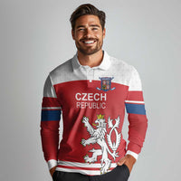 Custom Czech Republic Hockey Long Sleeve Polo Shirt Czech Lion