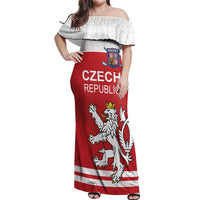Custom Czech Republic Hockey Off Shoulder Maxi Dress Czech Lion