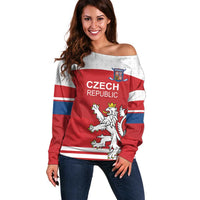 Custom Czech Republic Hockey Off Shoulder Sweater Czech Lion