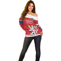 Custom Czech Republic Hockey Off Shoulder Sweater Czech Lion