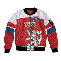 Custom Czech Republic Hockey Sleeve Zip Bomber Jacket Czech Lion