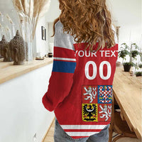 Custom Czech Republic Hockey Women Casual Shirt Czech Lion